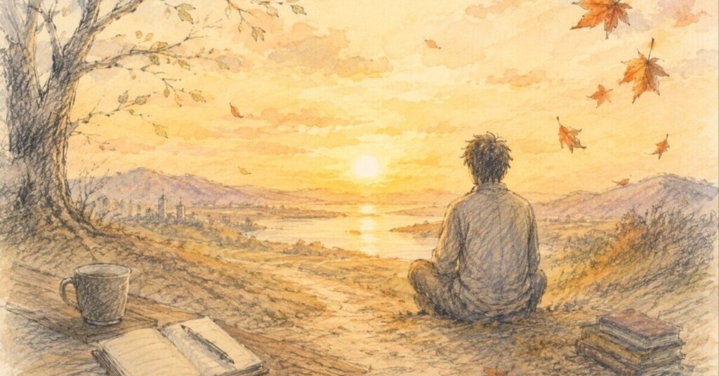 今日が最後の日だとしたら、と人生について考える人物の画像