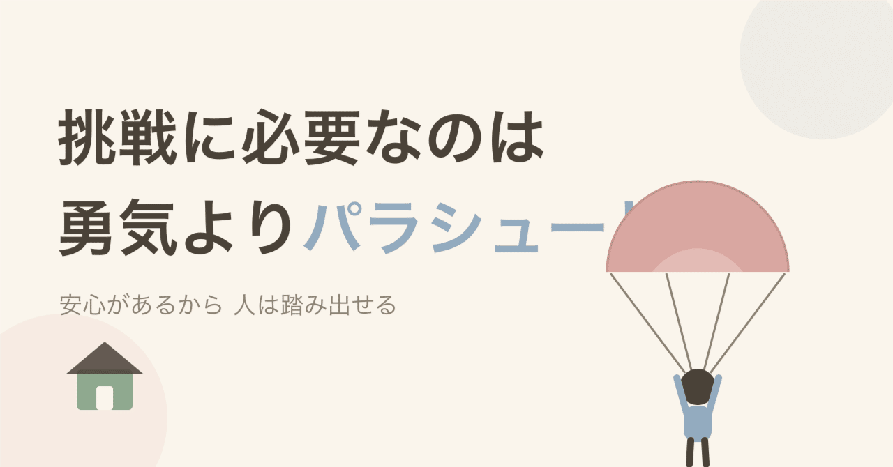 「挑戦に必要なのは勇気よりパラシュート」のタイトル画像