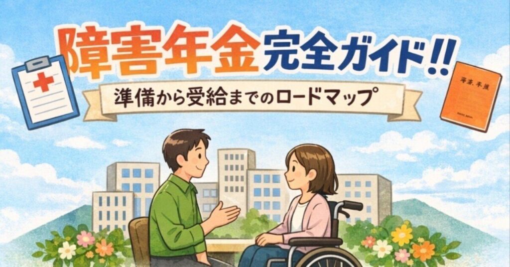 障害年金の準備から受給までの流れを解説するイメージ画像