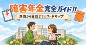 障害年金の準備から受給までの流れを解説するイメージ画像